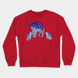 Wolf and cubs with wings Crewneck Sweatshirt